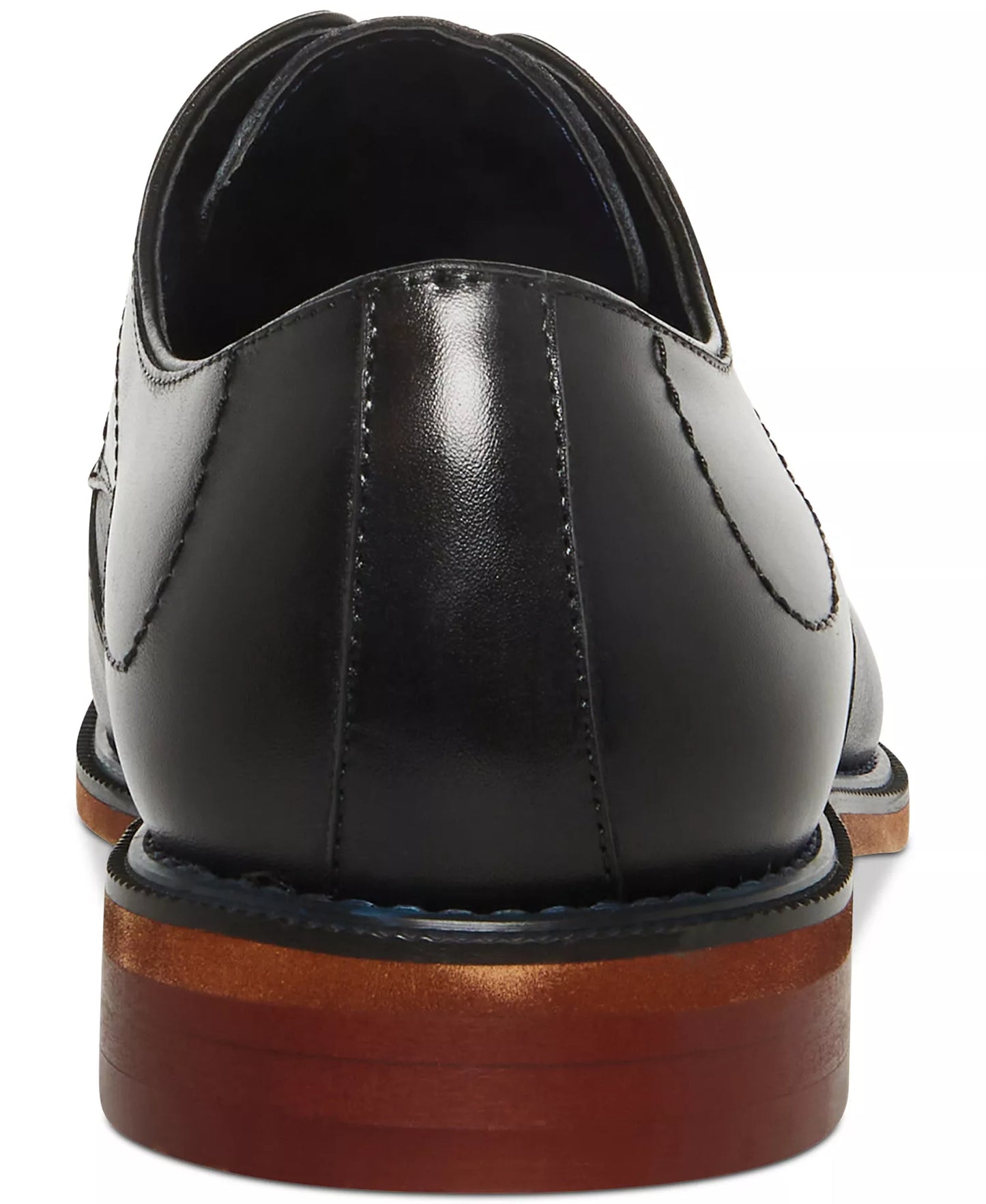 Steve Madden Men's Zane Tonal Textured Mid Oxford Dress Shoes  Black Leather Size 8