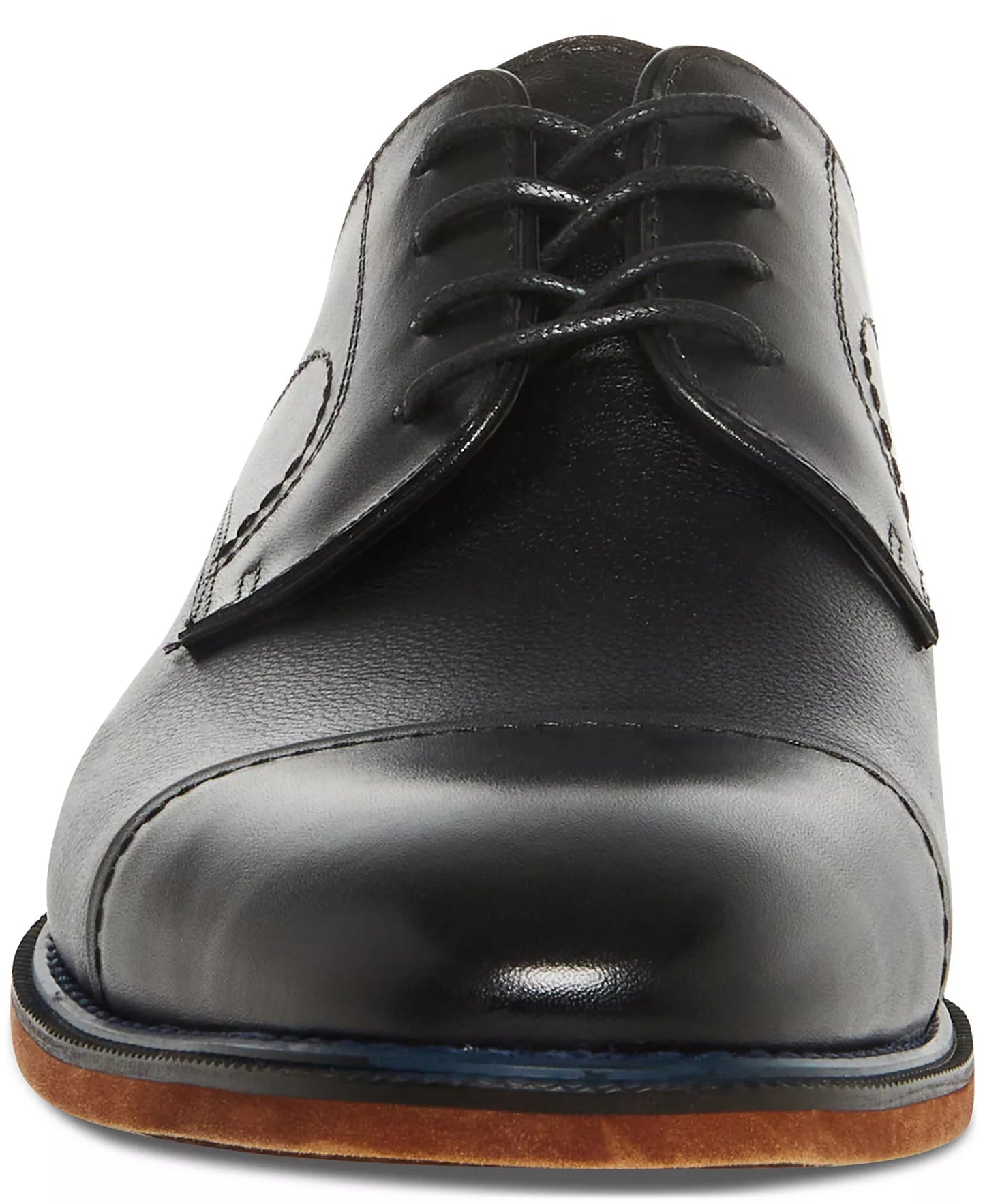 Steve Madden Men's Zane Tonal Textured Mid Oxford Dress Shoes  Black Leather Size 8