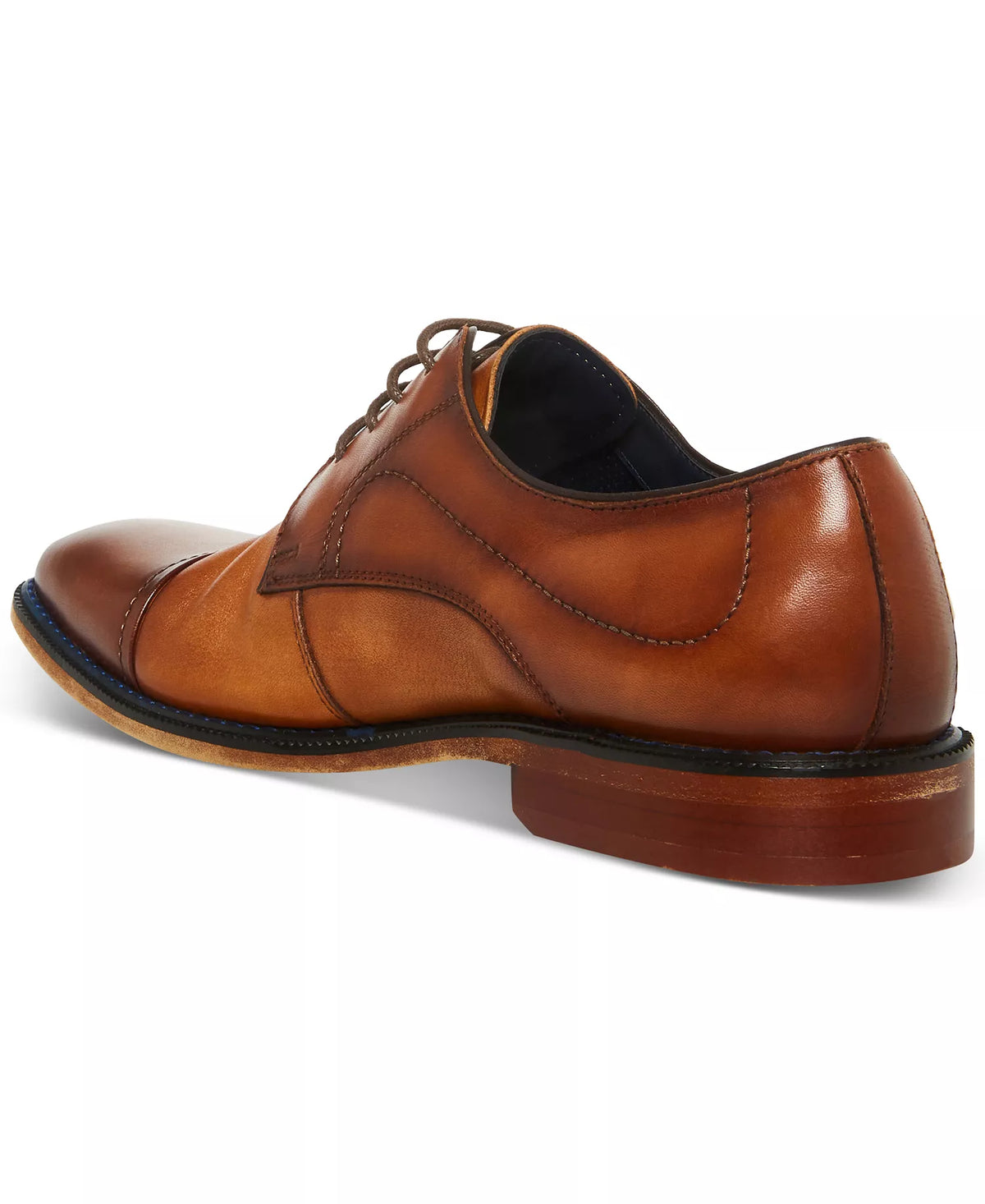 Steve Madden Men's Zane Tonal & Textured Mid Oxford Dress Shoes  Light Tan Leather Size 8