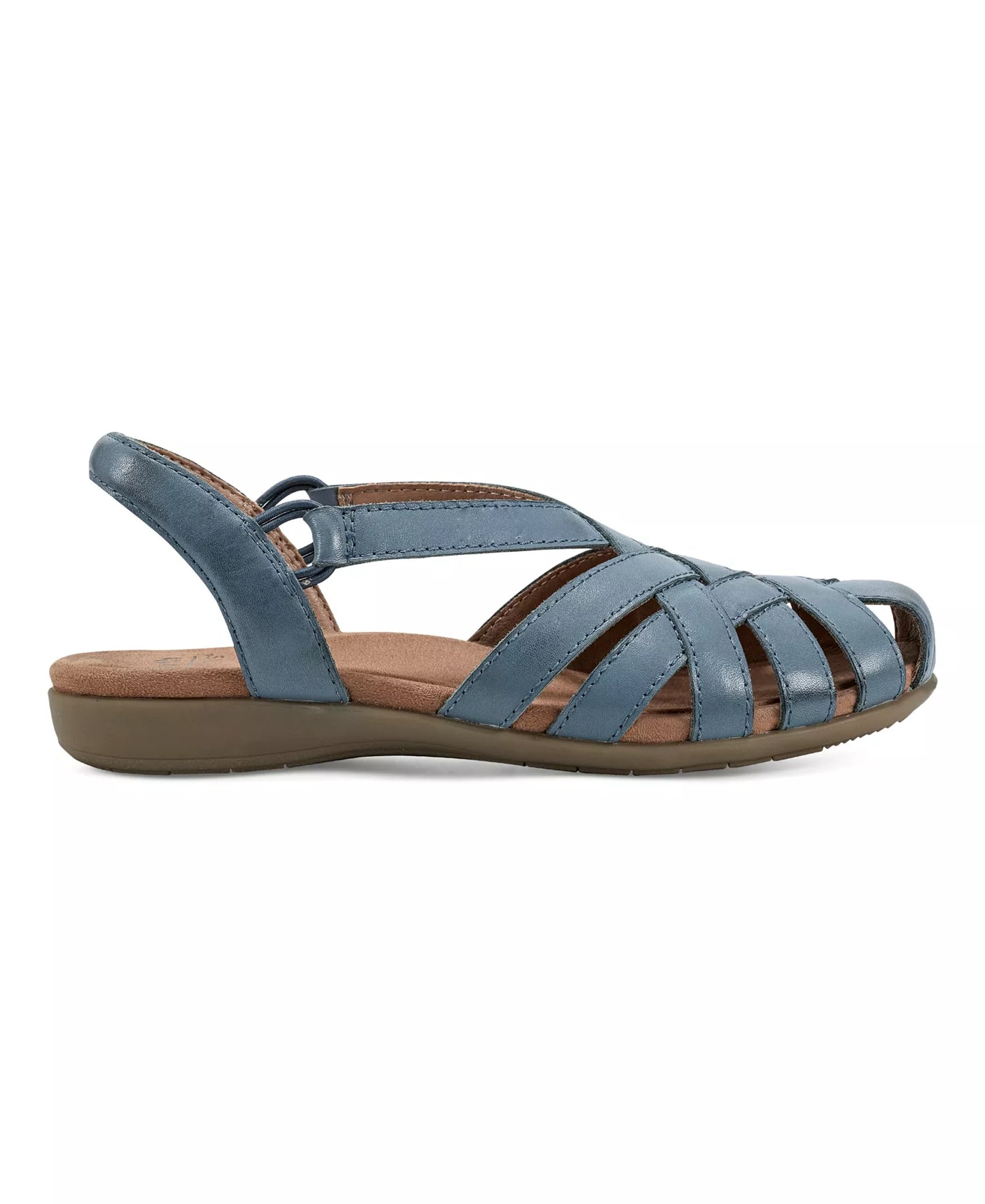 Earth Women's Berri Woven Flat Slingback Sandals   Moroccan Blue Leather Size 8W