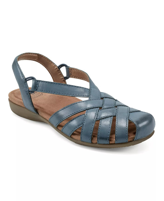 Earth Women's Berri Woven Flat Slingback Sandals   Moroccan Blue Leather Size 8W