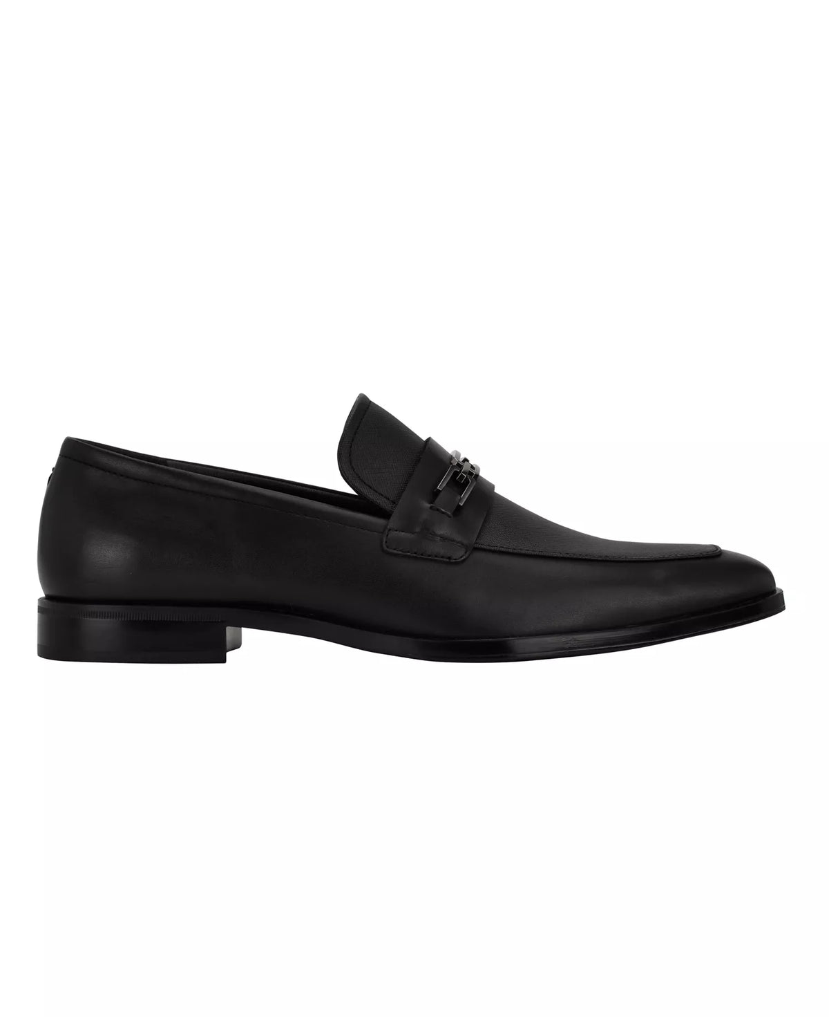 GUESS Men's Hendo Square-Toe Dress Loafers  Smooth Black Size 12