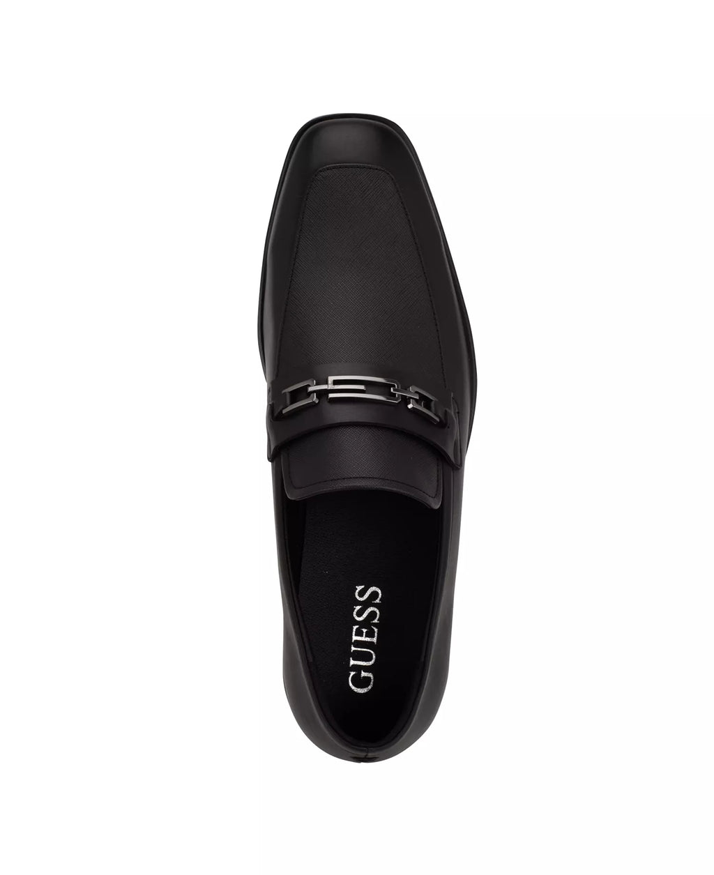GUESS Men's Hendo Square-Toe Dress Loafers  Smooth Black Size 12