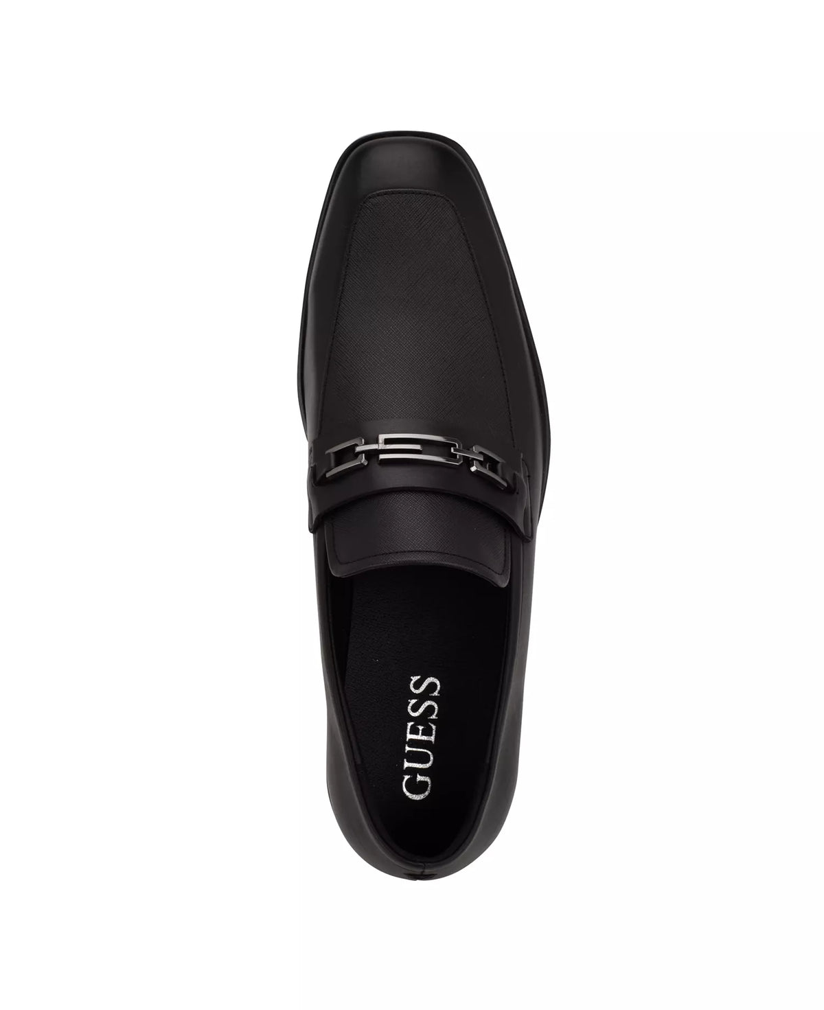 GUESS Men's Hendo Square-Toe Dress Loafers  Smooth Black Size 12
