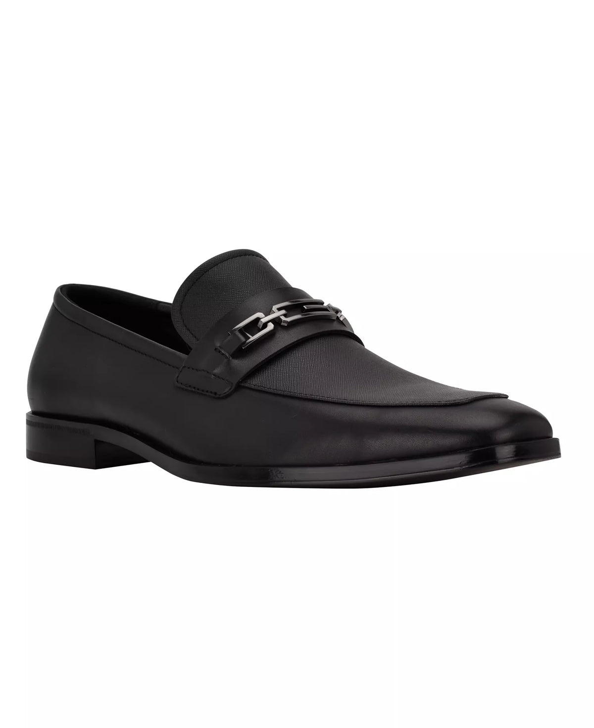 GUESS Men's Hendo Square-Toe Dress Loafers  Smooth Black Size 12