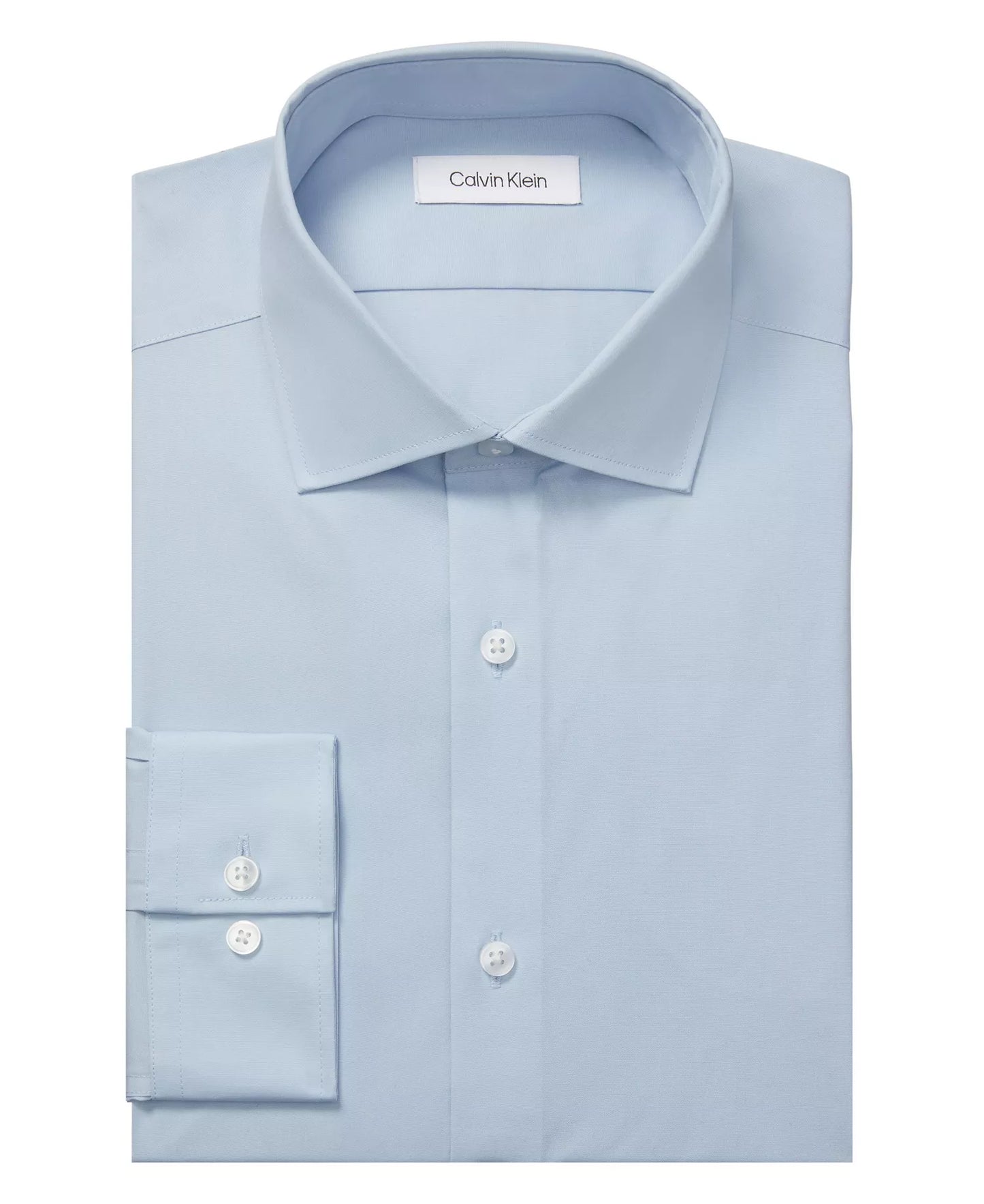 Calvin Klein Men's Refined Cotton Stretch Slim Fit Dress Shirt  Blue 17 32/33
