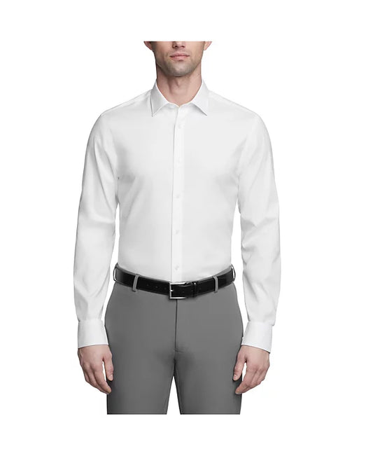 Calvin Klein Men's Refined Cotton Stretch Slim Fit Dress Shirt  White 16.5 32/33