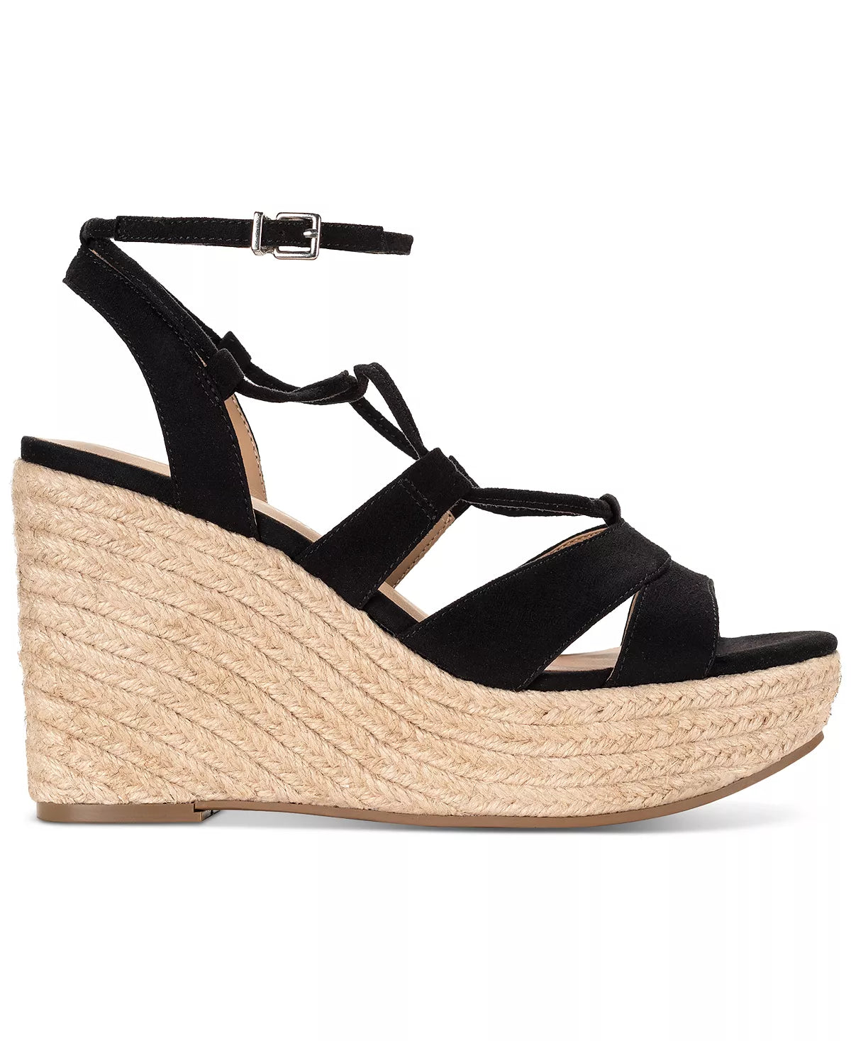 Sun+Stone Women's Tinsleyy Strappy Espadrille Platform Wedge Sandals Color Black Micro Size 7M