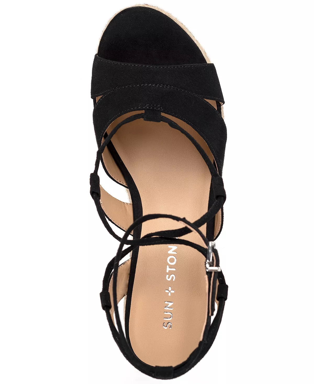 Sun+Stone Women's Tinsleyy Strappy Espadrille Platform Wedge Sandals Color Black Micro Size 7M