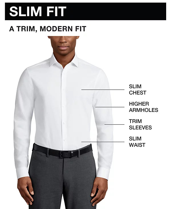 Tommy Hilfiger Men's Slim Fit Stretch Twill Dress Shirt  White Size L 16.5 34/35