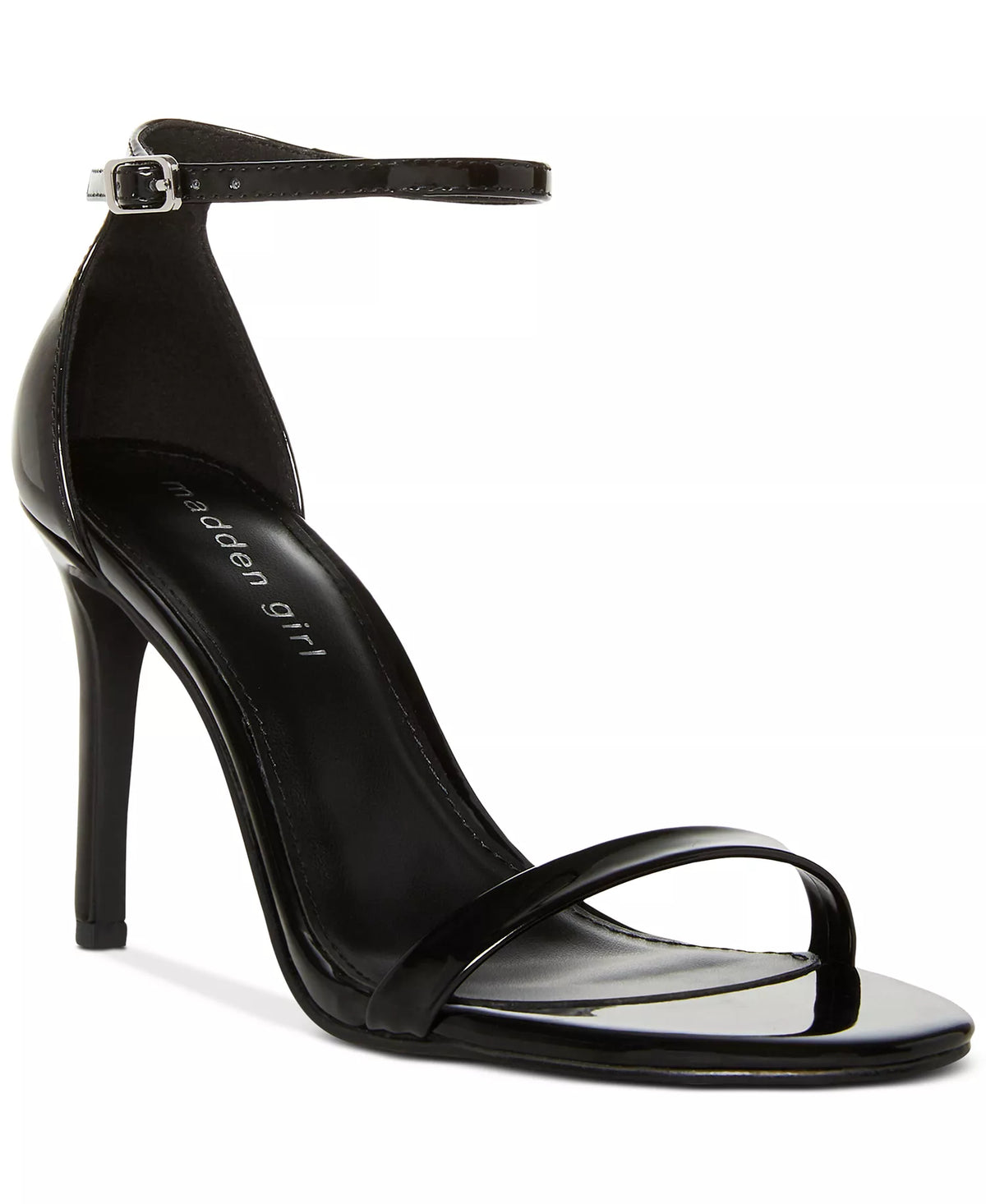 Madden Girl Brazen Two-Piece Stiletto Dress Sandals  Black Patent Size 8.5