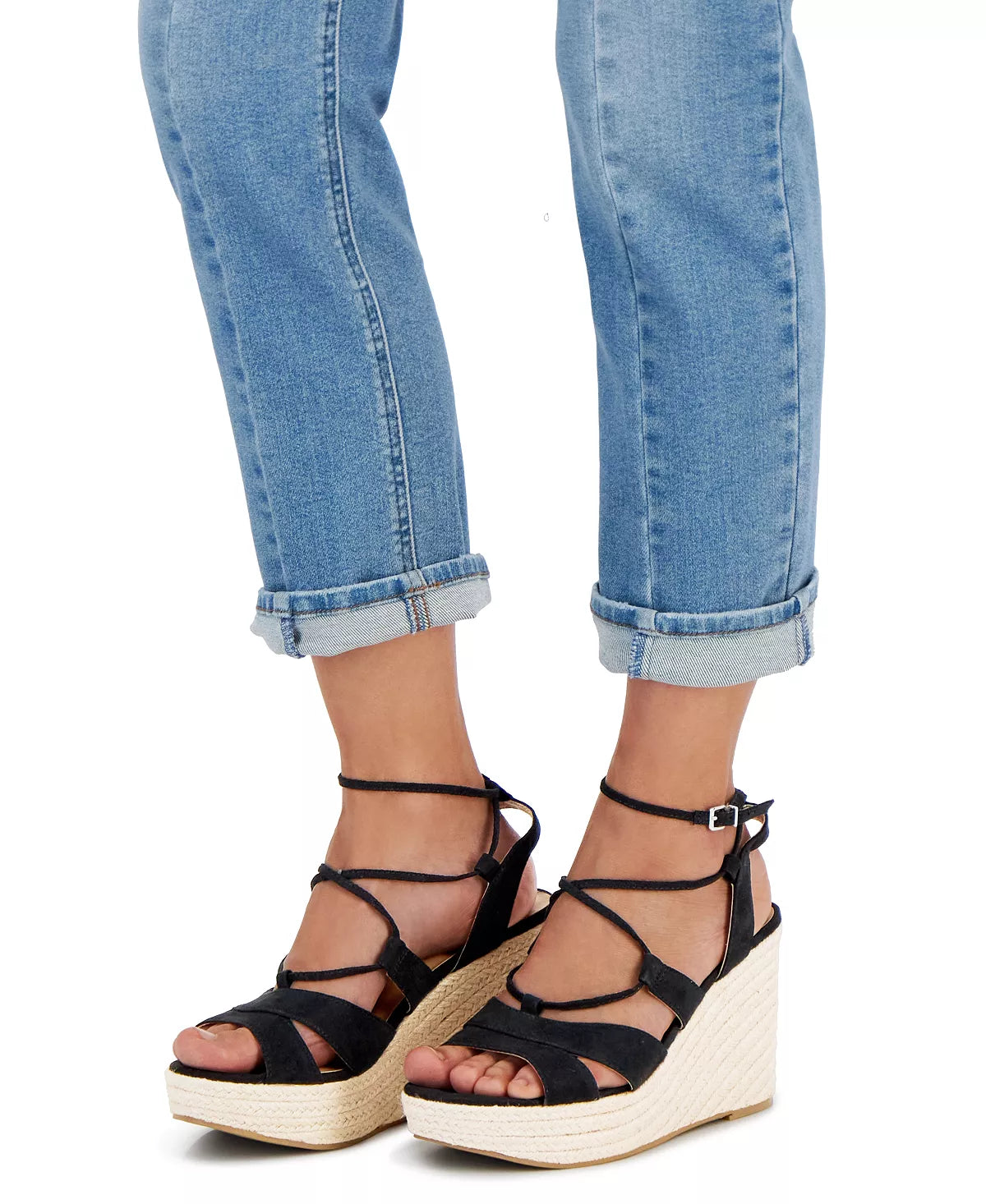 Sun+Stone Women's Tinsleyy Strappy Espadrille Platform Wedge Sandals Color Black Micro Size 7M