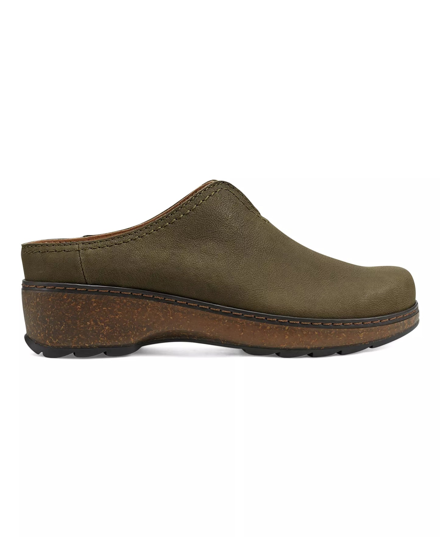 Earth Women's Kolia Slip-On Heeled Clogs  Green Leather Size 6.5