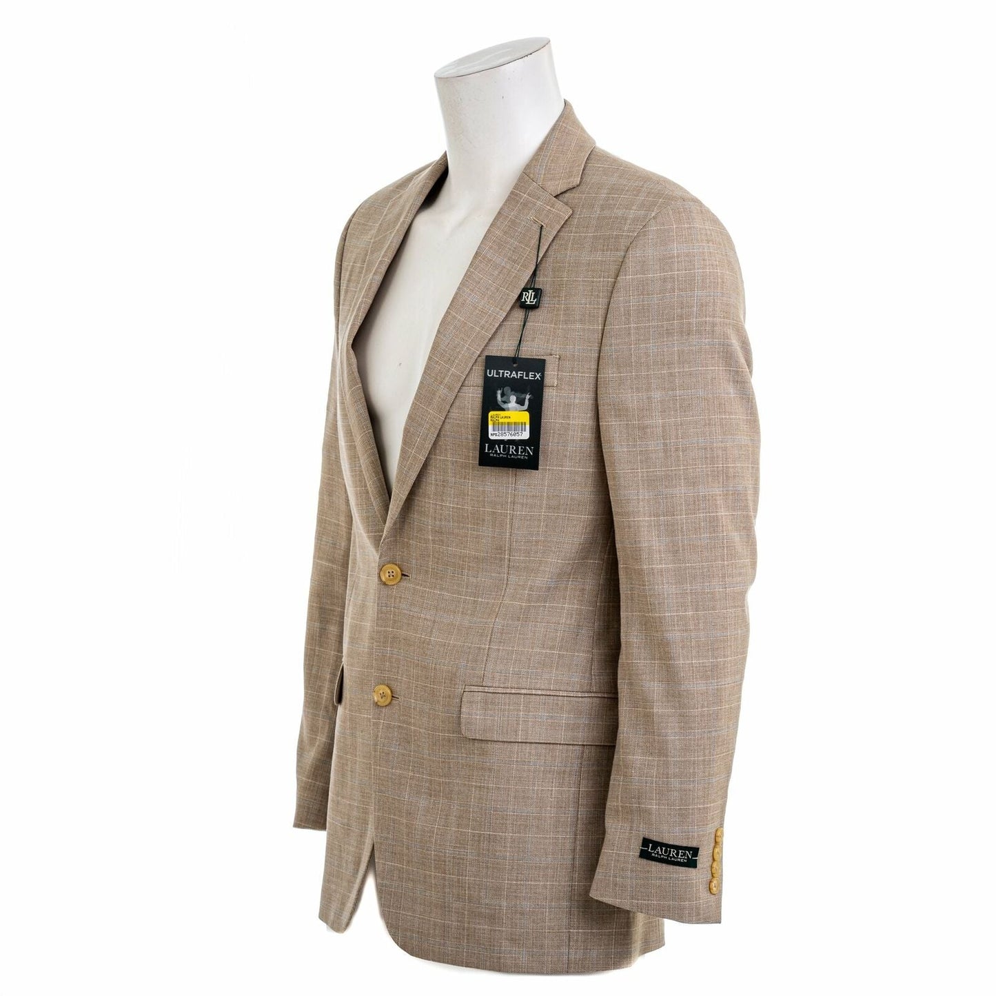 LAUREN RALPH LAUREN Men's Lexington Ultra Flex Suit Jacket Blazer  Color Tan/Blue Size 40LONG
