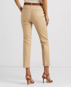 Lauren Ralph Lauren Women's Skinny Double-Faced Stretch Cotton Pants  Color Birch Tan Size 18