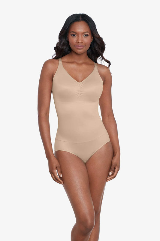 Miraclesuit Women's Shapewear Firm Comfy Control Body Briefer  Warm Beige Size 2XL