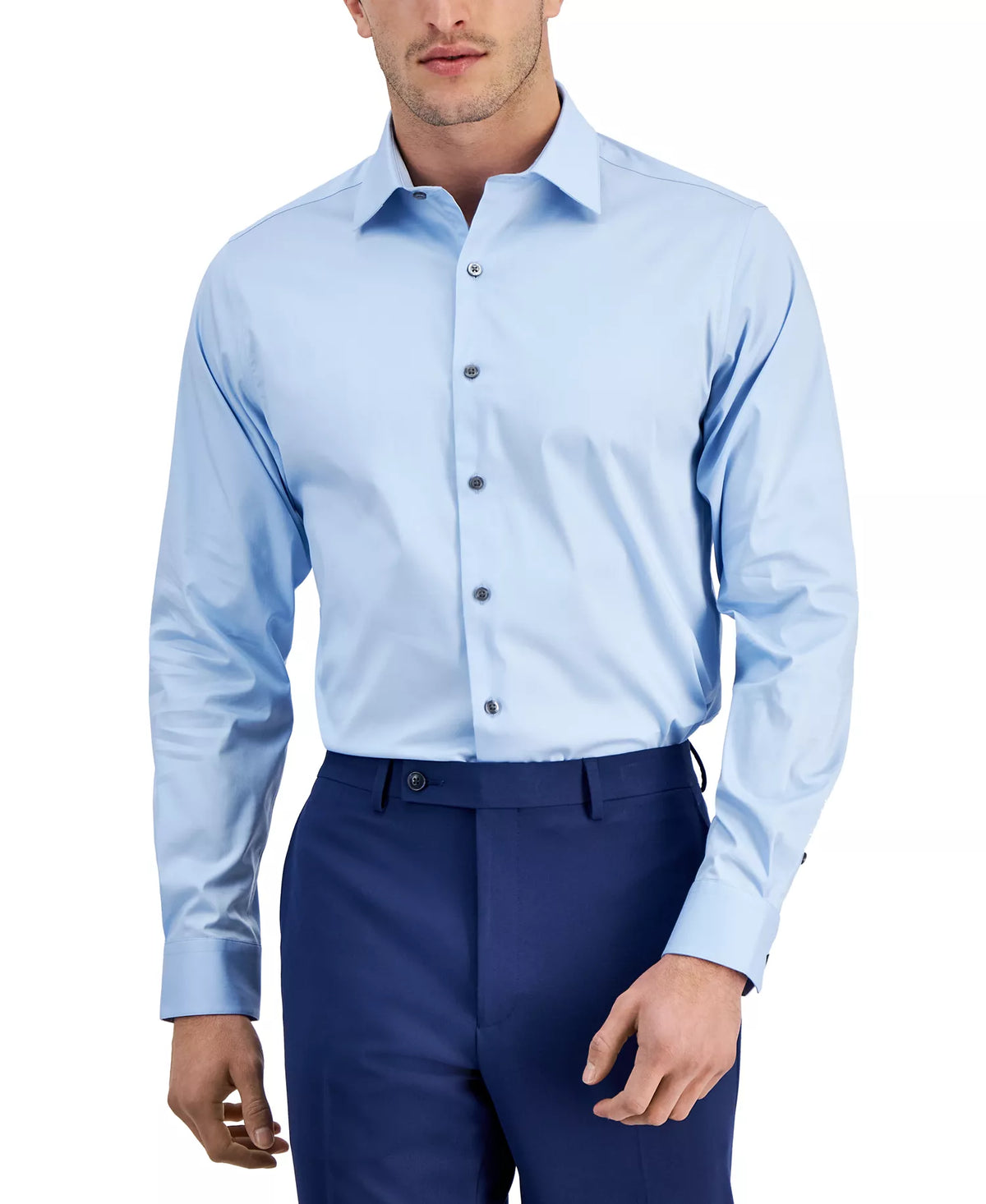 Alfani Men's Regular-Fit Solid Dress   Horizon Blue 15/15.5 32/33