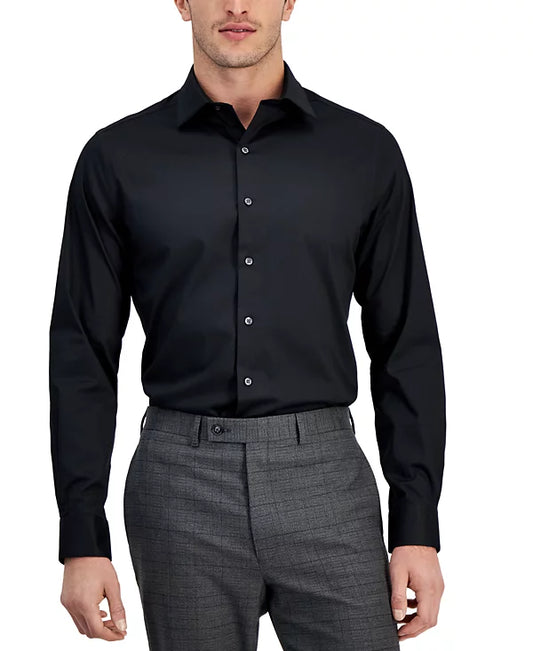 Alfani Men's Regular-Fit Solid Dress Shirt  Deep Black 16/16.5 34/35