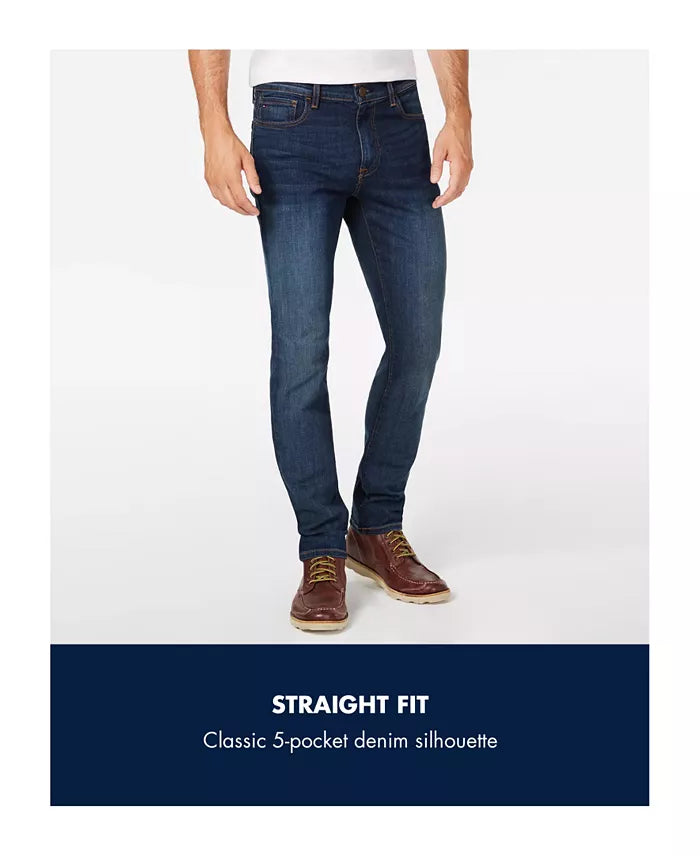 Tommy Hilfiger Men's Straight Fit Stretch Jeans  Drake Dark Wash W35xL30