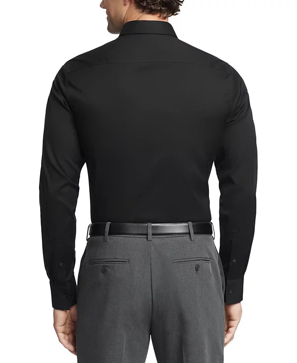 Calvin Klein Men's Refined Cotton Stretch Slim Fit Dress Shirt  Black 16.5 32/33