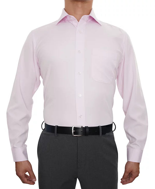 NOBLESON Men's Classic-Fit Solid Dress Shirt  Pink Size XL