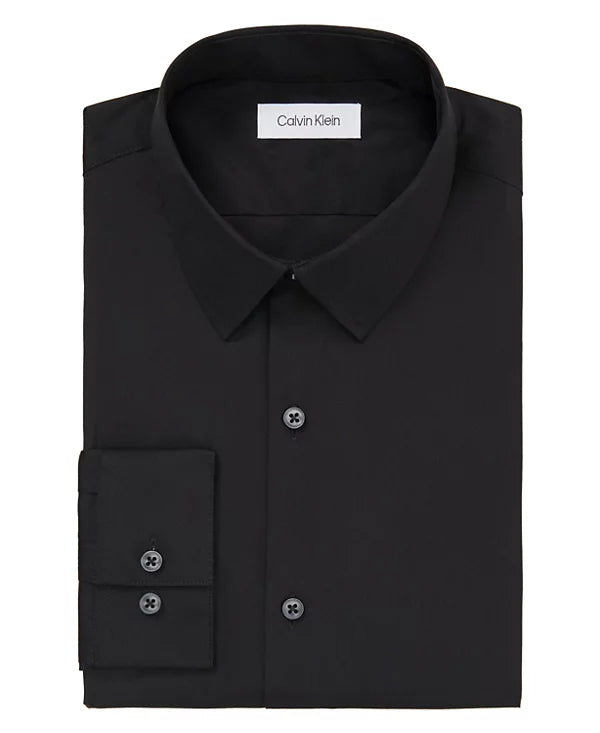 Calvin Klein Men's Extra-Slim Stretch Dress Shirt  Black Size XL 17/17.5 34/35