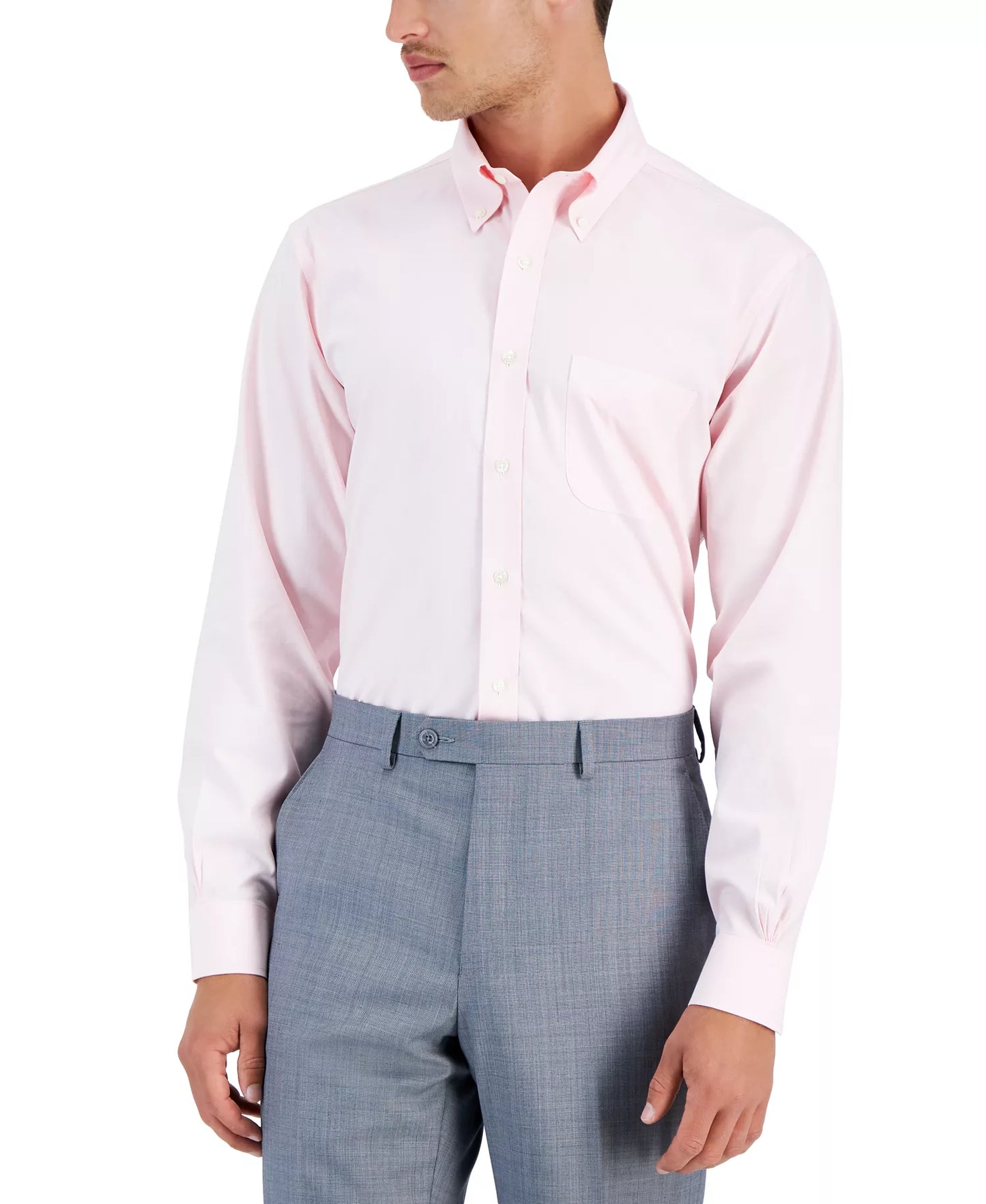 Brooks Brothers Men’s Regular-Fit Spread Collar Pinpoint Dress Shirt  Pink 16.5 32/33