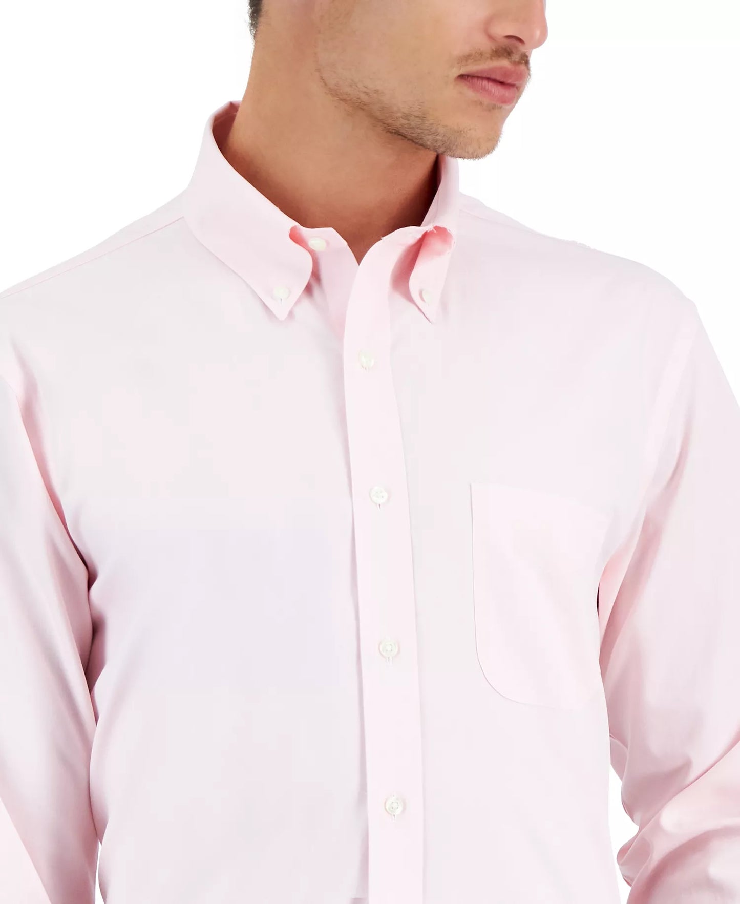 Brooks Brothers Men’s Regular-Fit Spread Collar Pinpoint Dress Shirt  Pink 16.5 32/33