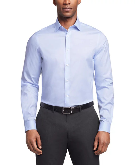 Michael Kors Men's Regular Fit Airsoft Stretch Dress Shirt  Light Blue 15.5 32/33