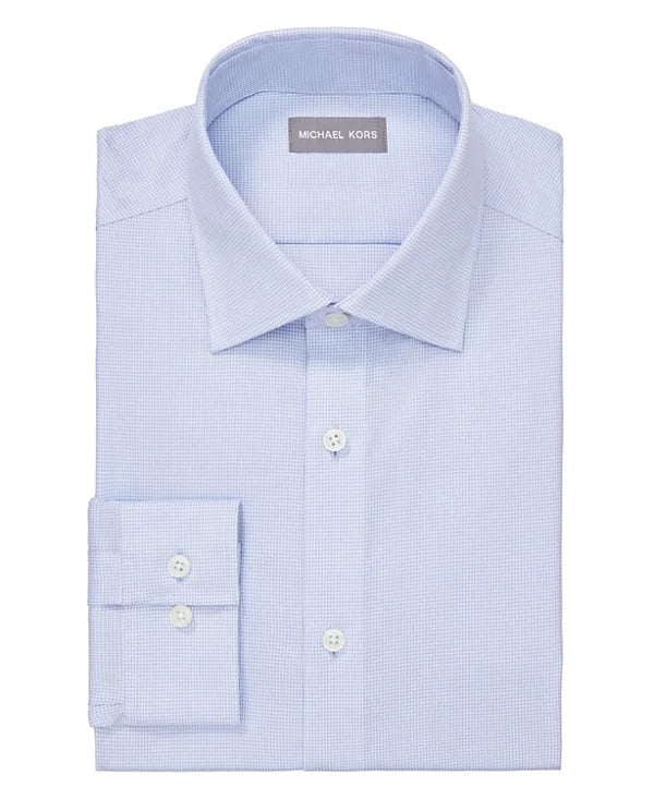 Michael Kors Men's Regular Fit Airsoft Stretch Dress Shirt  Light Blue 15.5 32/33