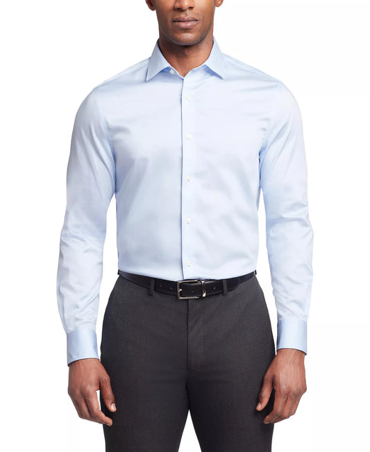 Tommy Hilfiger Men's Slim-Fit Stretch Button Down Dress Shirt  Light Blue Size 2XL 18 34/35