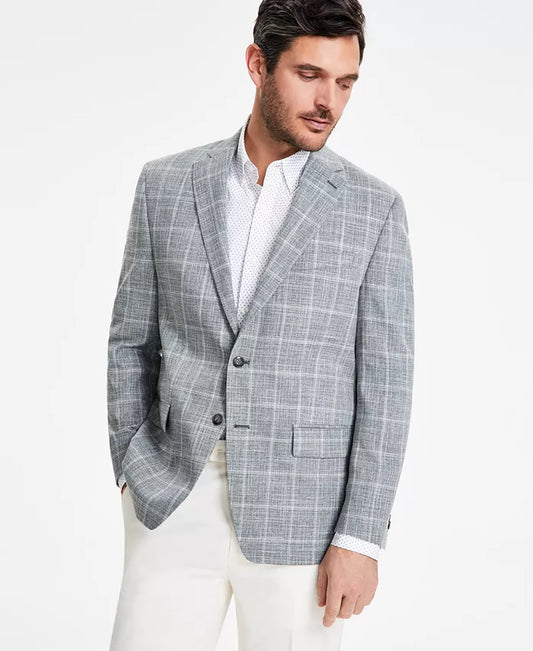 Michael Kors Men's Classic-Fit Windowpane Sport Coat  Color Sage Green Size 44L