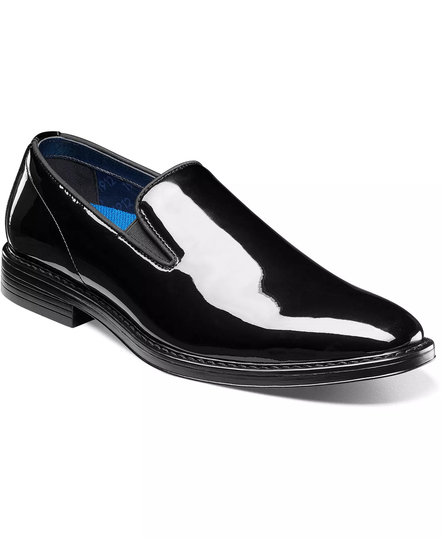Nunn Bush Men's Centro Formal Flex Plain Toe Slip On Dress Shoes  Black Patent Size 13