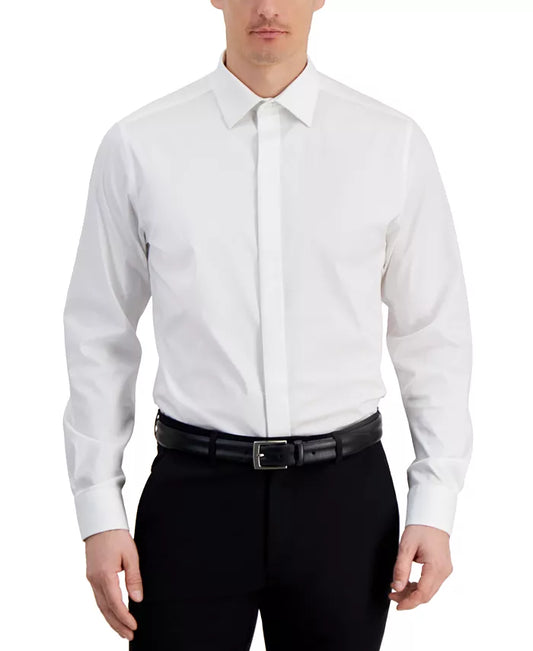 Alfani Men's Slim Fit Covered Placket Tuxedo Shirt  Bright White 15/15.5 32/33
