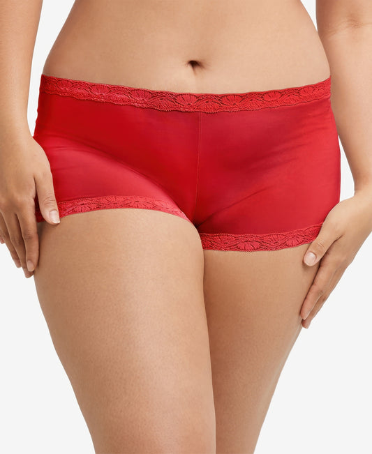 Maidenform Lace Trim Microfiber Boyshort Underwear  Eclipse Red Size 5