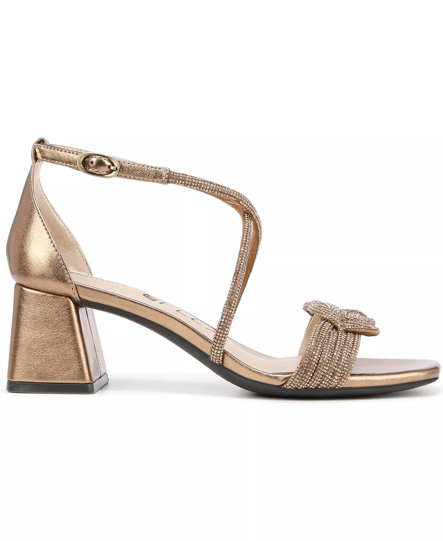 LifeStride Women's Captivate Strappy Block Heel Dress Sandals  Bronze Faux Leather Size 7.5