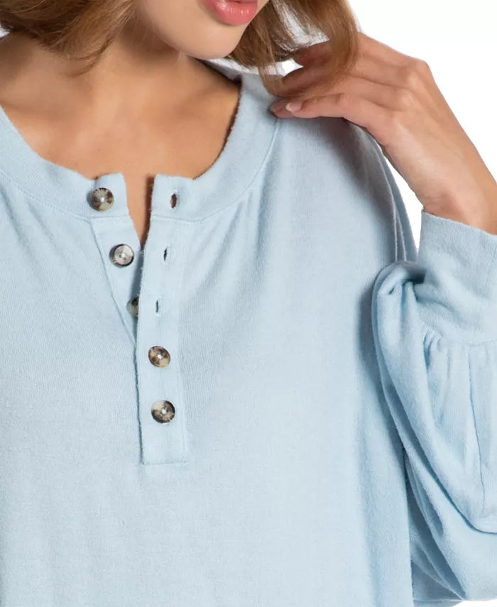 Midnight Bakery Women's Blair Hacci Long Sleeve Pajama Top  Color Baby Blue Size S