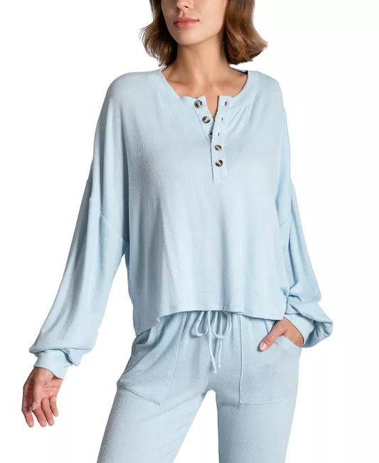 Midnight Bakery Women's Blair Hacci Long Sleeve Pajama Top  Color Baby Blue Size S