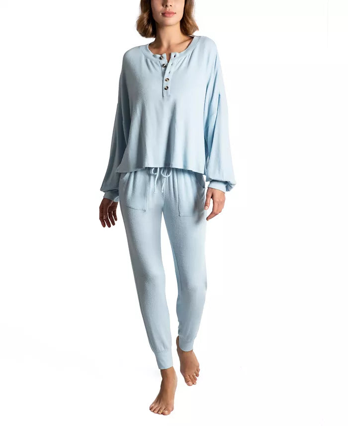 Midnight Bakery Women's Blair Hacci Long Sleeve Pajama Top  Color Baby Blue Size S
