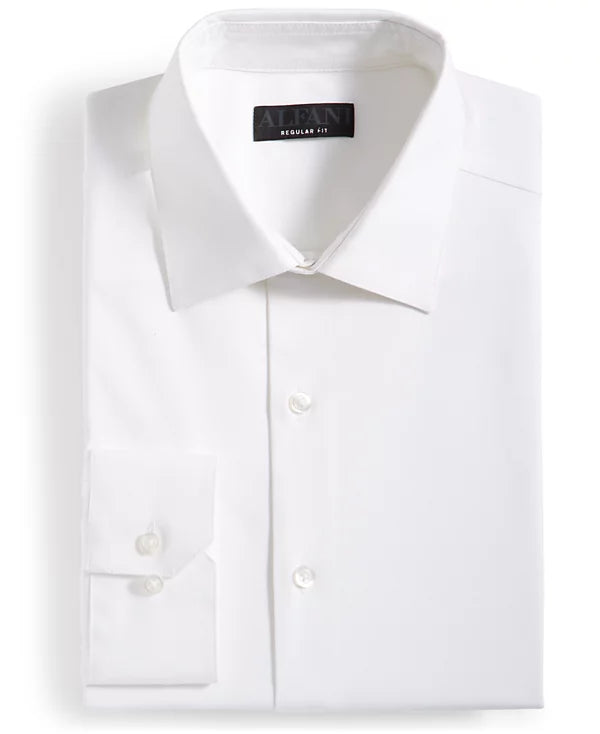 Alfani Men's Regular-Fit Solid Dress Shirt  Bright White 16/16.5 32/33