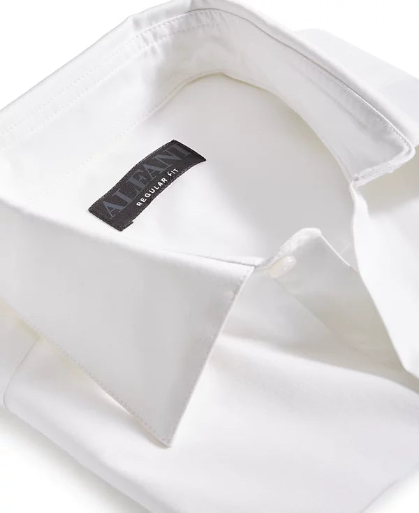 Alfani Men's Regular-Fit Solid Dress Shirt  Bright White 16/16.5 32/33