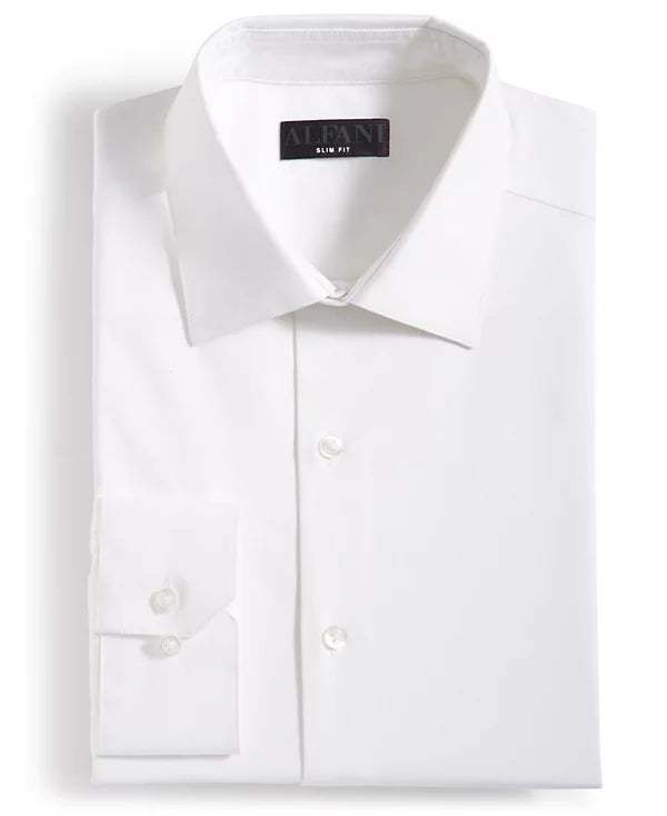 Alfani Men's Slim-Fit Solid Dress Shirt  Bright White 16/16.52 34/35