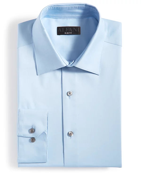 Alfani Men's Slim-Fit Solid Dress Shirt  Horizon Blue Size XL 17/17.5 34/35