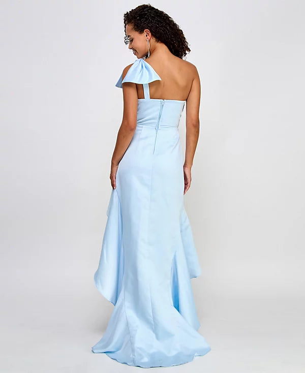 City Studios Juniors One-Shoulder High-Low Ball Gown  Sky Blue Size 1/2