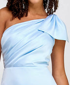 City Studios Juniors One-Shoulder High-Low Ball Gown  Color Sky Blue Size 3/4