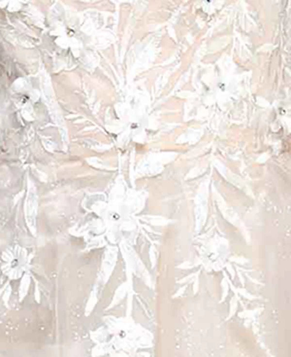 Say Yes Juniors Embellished Flower-Bodice Ball Gown  Color Ivory/frnc Size 5/6