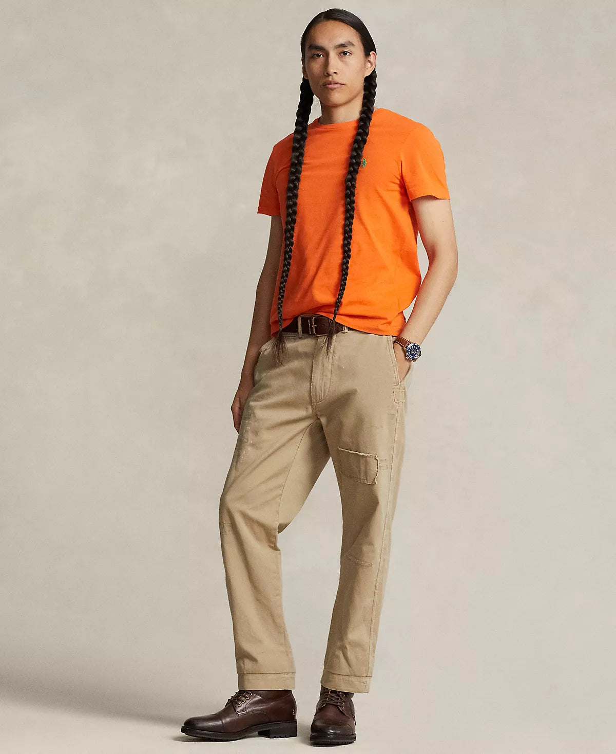 Polo Ralph Lauren Men's Classic-Fit Jersey Crew-Neck T-Shirt  Color Lifeboat Orange Size 2XL