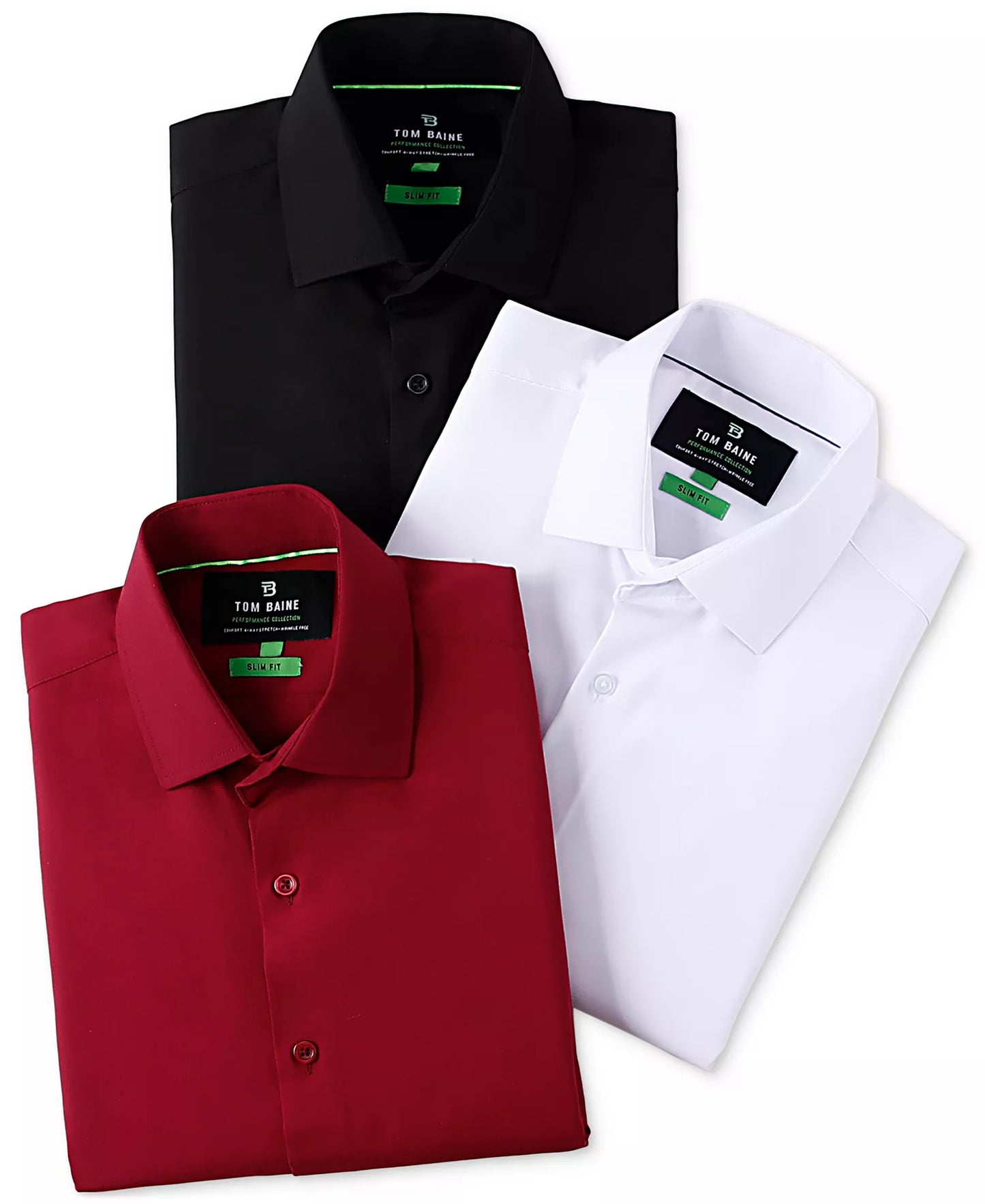 Tom Baine Men's Slim Fit Short Sleeve Dress Shirt  Black Size L