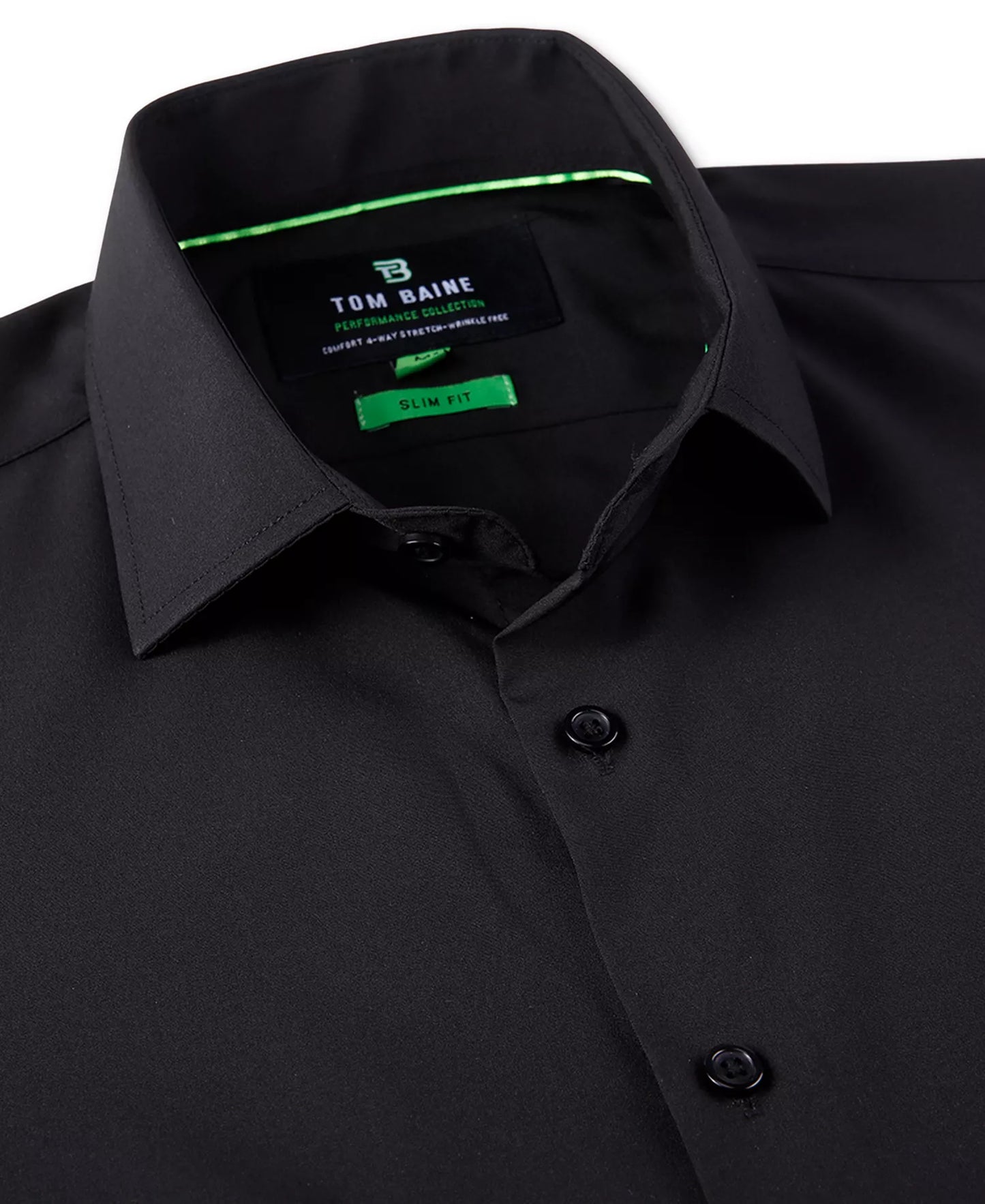 Tom Baine Men's Slim Fit Short Sleeve Dress Shirt  Black Size L