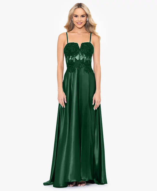 Blondie Nites Juniors Lace Corset Gown  Color Hunter Size 11